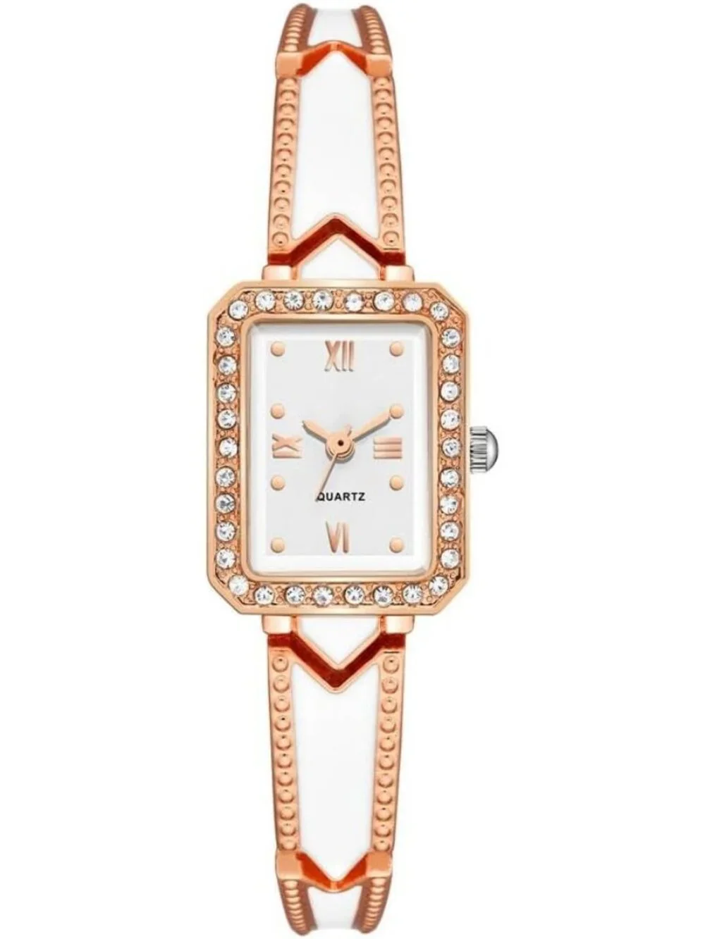 Women's Rose Gold Crystal Diamond Bracelet Luxury Fashion Dress Quartz Watch
